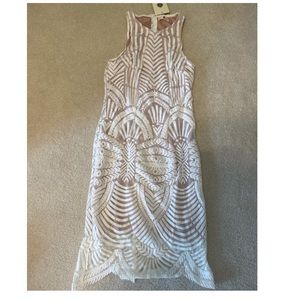 White and Tan Morning Mist Dress